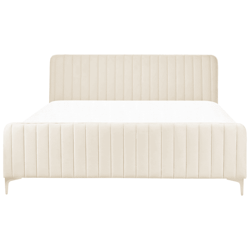 Cama Veludo LUNAN 180 x 200 cm Creme claro