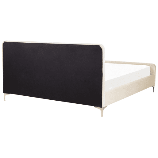 Cama Veludo LUNAN 180 x 200 cm Creme claro