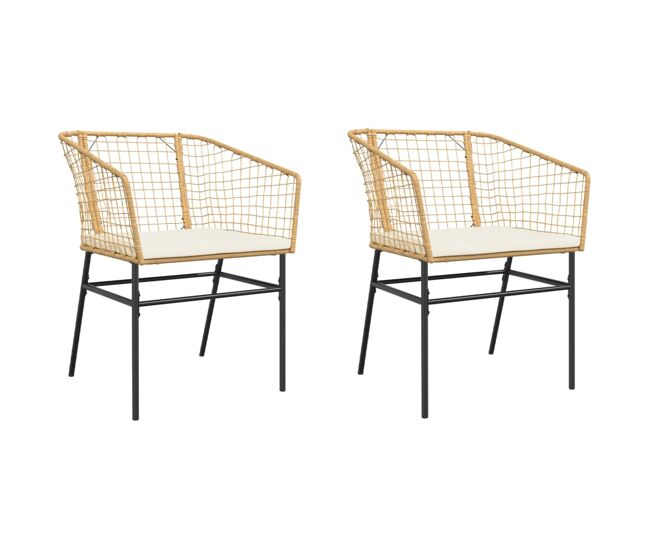 Sillones de jardín con cojines 2 uds ratán sintético