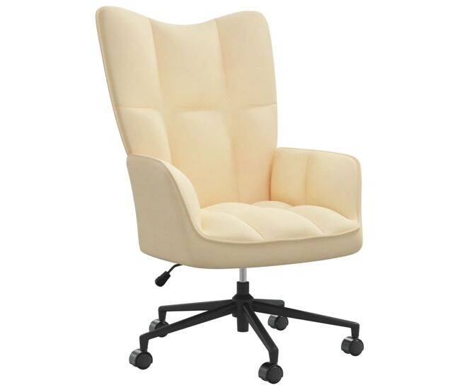 Vidaxl sillón de relax de terciopelo color blanco crema