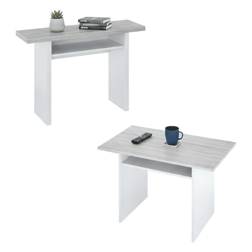 Mesa extensível de efeito madeira
