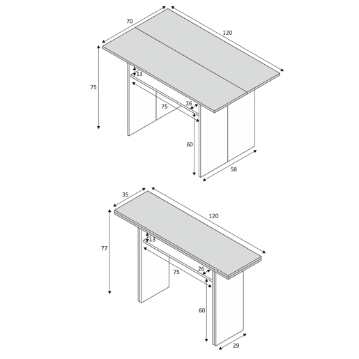 Mesa extensível de efeito madeira