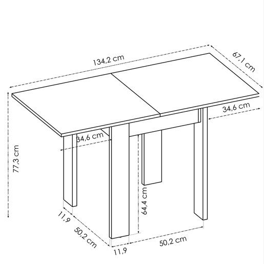 Mesa extensível com efeito de madeira