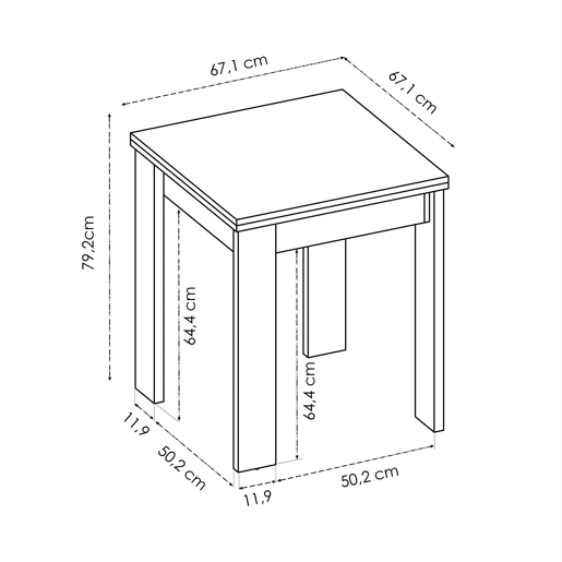 Mesa extensível com efeito de madeira