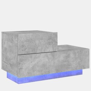 vidaXL Mesa de cabeceira com luzes LED 70x36x40,5 cm cinzento-cimento