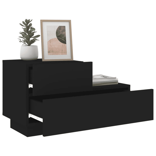 vidaXL Mesa de cabeceira com luzes LED 70x36x40,5 cm preto