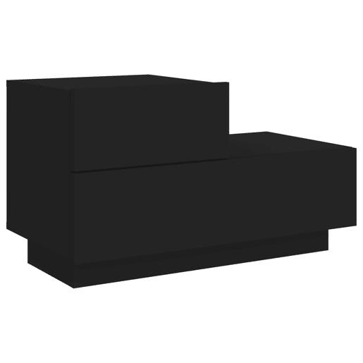 vidaXL Mesa de cabeceira com luzes LED 70x36x40,5 cm preto