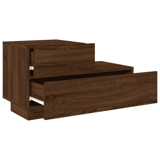 vidaXL Mesa de cabeceira com luzes LED 70x36x40,5 cm carvalho castanho