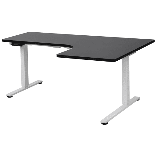 Secretária de canto ajustável eletricamente DESTINES PretoBranco 160 cm 109 cm à direita Secretária de canto ajustável eletricamente DESTINES PretoBranco 160 cm 109 cm à direita