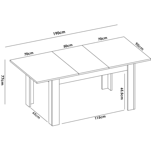 Mesa extensível de efeito madeira Mesa extensível de efeito madeira