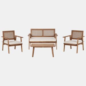 Conjunto de jardim com mesa 4 lugares ARENELLA Madeira de Acácia certificada Creme claro