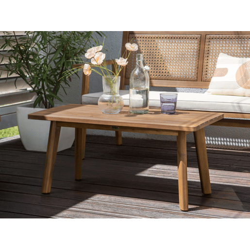 Conjunto de jardim com mesa 4 lugares ARENELLA Madeira de Acácia certificada Creme claro