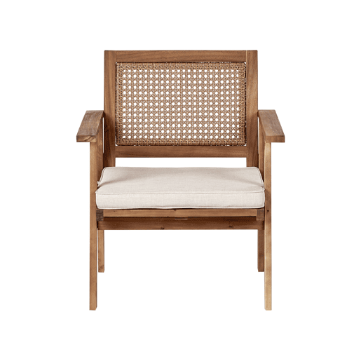 Conjunto de jardim com mesa 4 lugares ARENELLA Madeira de Acácia certificada Creme claro