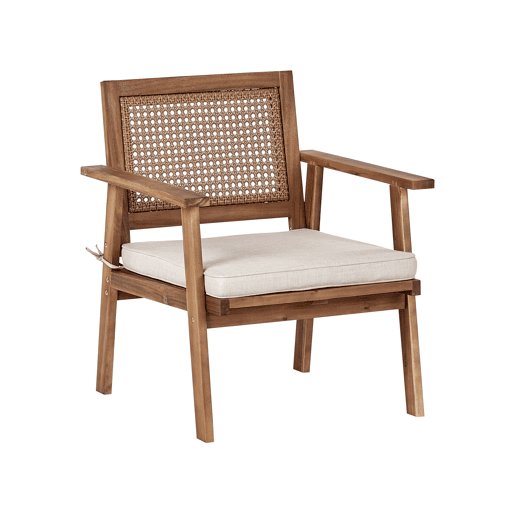Conjunto de jardim com mesa 4 lugares ARENELLA Madeira de Acácia certificada Creme claro
