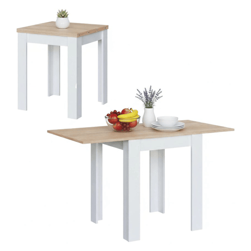 Mesa extensível de efeito madeira