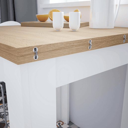 Mesa extensível de efeito madeira