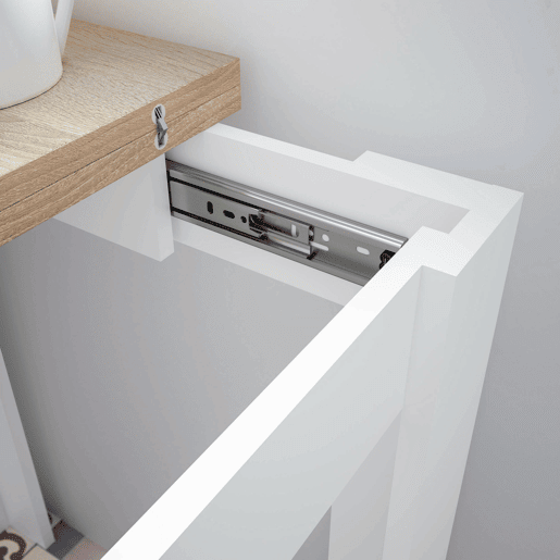 Mesa extensível de efeito madeira