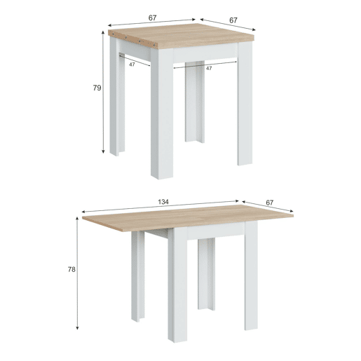 Mesa extensível de efeito madeira