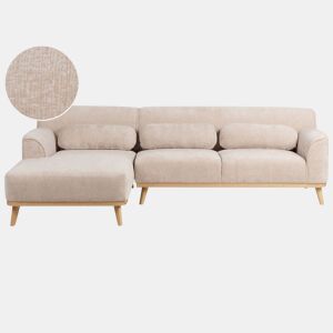 Sofá de canto SIMOS Chenille Creme 3 lugares à direita