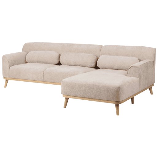 Sofá de canto SIMOS Chenille Creme 3 lugares à esquerda Sofá de canto SIMOS Chenille Creme 3 lugares à esquerda