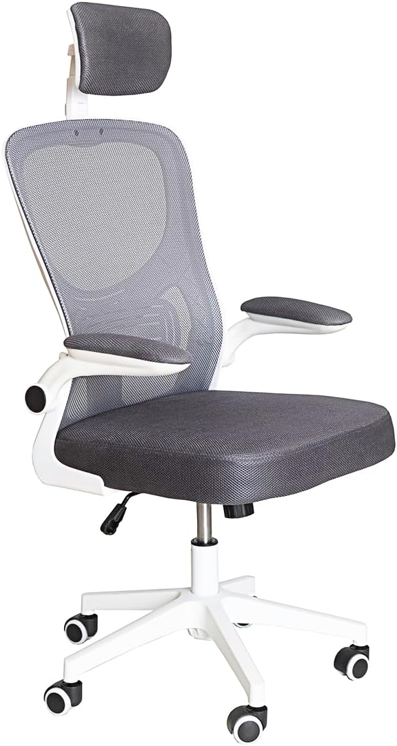Dupi silla de escritorio ergonomic | respaldo de malla transpirable | soporte lumbar y reposacabezas ajustable | giratoria 360o | gris