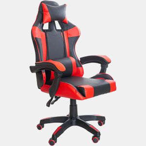 Cadeira gamer Koe Modern Style em vermelho e preto com almofada lombar e braços acolchoados de 64 cm
