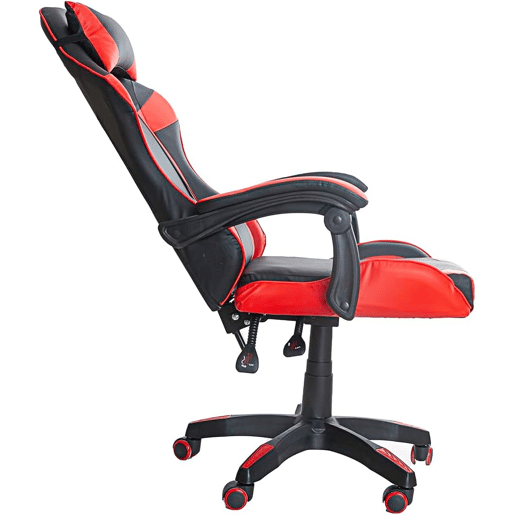 Cadeira gamer Koe Modern Style em vermelho e preto com almofada lombar e braços acolchoados de 64 cm