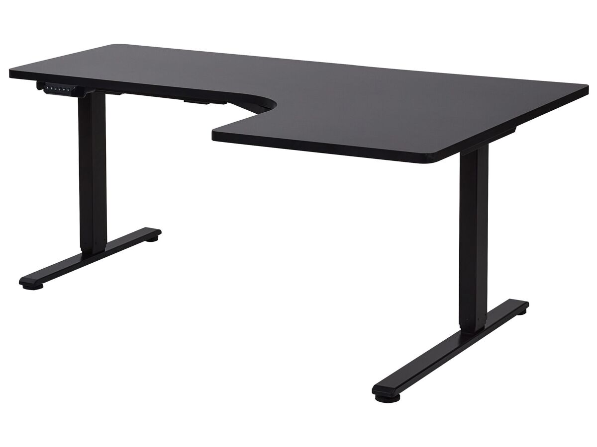 Beliani Escritorio esquinero regulable eléctrico DESTINES 160x109 Negro