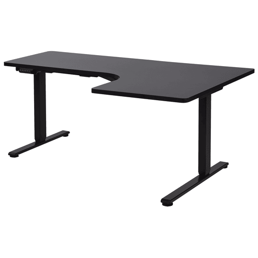 Secretária de canto ajustável eletricamente DESTINES Preto 160 cm 109 cm à direita Secretária de canto ajustável eletricamente DESTINES Preto 160 cm 109 cm à direita