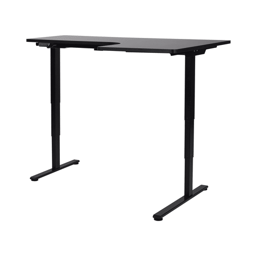 Secretária de canto ajustável eletricamente DESTINES Preto 160 cm 109 cm à direita Secretária de canto ajustável eletricamente DESTINES Preto 160 cm 109 cm à direita