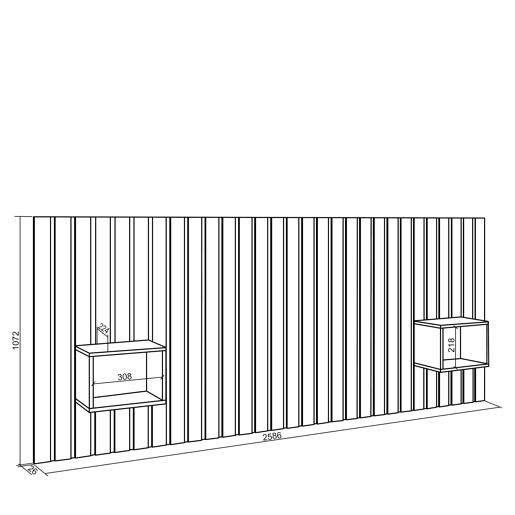 Cabeceira, Com Espaço de Armazenamento, 258x107x3cm, Cama de 150,160,180cm, Mesas de cabeceira, Estilo moderno, Branco Cabeceira, Com Espaço de Armazenamento, 258x107x3cm, Cama de 150,160,180cm, Mesas de cabeceira, Estilo moderno, Branco