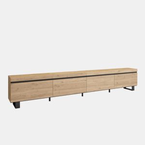 Móvel de TV, Muito espaço de arrumação, 320x57x35cm, TV de grande formato, Design industrial, Estilo moderno, Carvalho