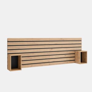 Cabeceira, Com Espaço de Armazenamento, 214x70x3, Cama de 135,140,150,160cm, Mesas de cabeceira, Estilo moderno, Carvalho