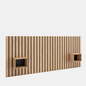 Cabeceira, Com Espaço de Armazenamento, 258x107x3cm, Cama de 150,160,180cm, Mesas de cabeceira, Estilo moderno, Carvalho