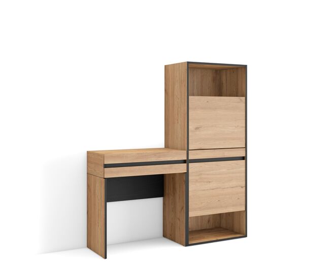 Zapatero, armario zapatos botas, 130x35x145cm, dormitorio, habitación, tocador, estilo moderno, roble