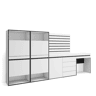 Sapateira, Organização Armazenamento, 297x35x145cm, Para quarto, dormitório, Cómoda, Tiras Deco. Madeira, Toucador, Estilo moderno, Branco