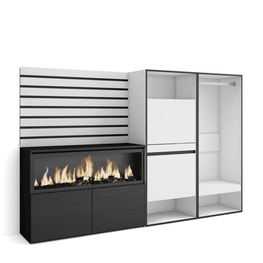 Aparador, Buffet, Amplo Espaço Armazenamento, 227x35x145cm, Para quarto, dormitório, Lareira eléctrica XXL, Sapateira, Roupeiro aberto, Estilo moderno, Branco Aparador, Buffet, Amplo Espaço Armazenamento, 227x35x145cm, Para quarto, dormitório, Lareira eléctrica XXL, Sapateira, Roupeiro aberto, Estilo moderno, Branco