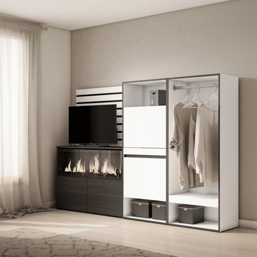 Aparador, Buffet, Amplo Espaço Armazenamento, 227x35x145cm, Para quarto, dormitório, Lareira eléctrica XXL, Sapateira, Roupeiro aberto, Estilo moderno, Branco Aparador, Buffet, Amplo Espaço Armazenamento, 227x35x145cm, Para quarto, dormitório, Lareira eléctrica XXL, Sapateira, Roupeiro aberto, Estilo moderno, Branco