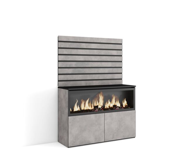 Aparador, con almacenamiento, 107x35x145cm, dormitorio, habitación, chimenea eléctrica xxl, estilo moderno, cemento