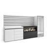 Aparador, Buffet, Amplo Espaço Armazenamento, 274x35x145cm, Para quarto, dormitório, Lareira eléctrica XXL, Cómoda, Roupeiro aberto, Estilo moderno, Branco