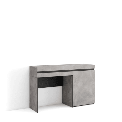 Toucador, Mesa com armazenamento, 121x35x75cm, Com gaveta, Quarto, Dormitório, Estilo moderno, Cimento Toucador, Mesa com armazenamento, 121x35x75cm, Com gaveta, Quarto, Dormitório, Estilo moderno, Cimento