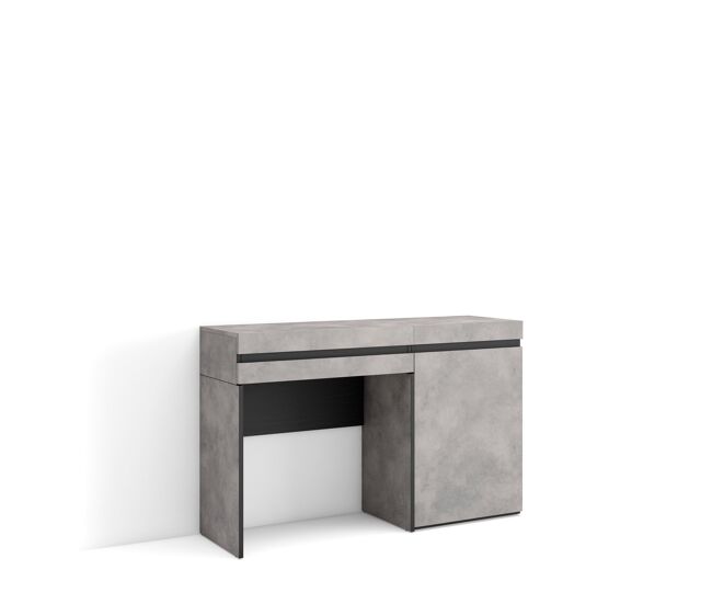 Tocador, dormitorio habitación, 121x35x75cm, con cajón, con almacenamiento, estilo moderno, cemento