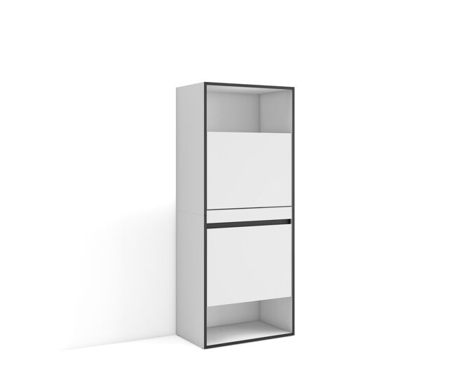 Zapatero, armario zapatos botas, 60x35x145cm, dormitorio, habitación, mueble auxiliar, estilo moderno, blanco
