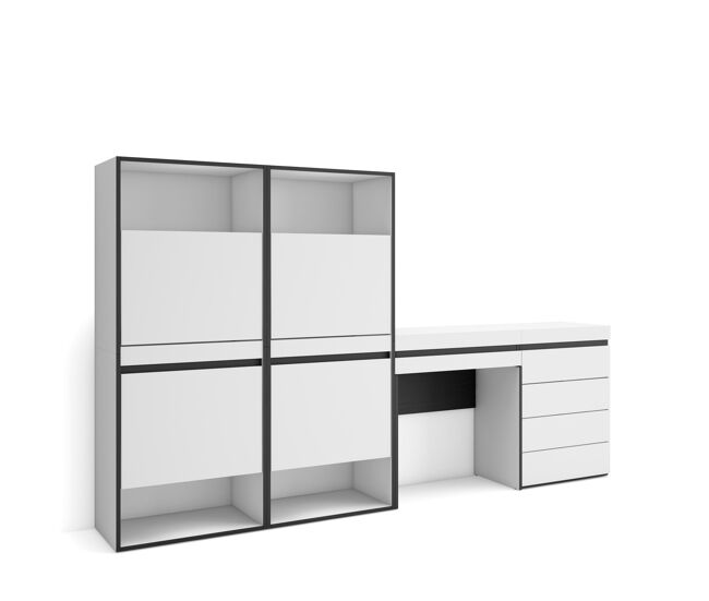 Zapatero, armario zapatos botas, 247x35x145cm, dormitorio, habitación, cómoda, cajonera, tocador, estilo moderno, blanco