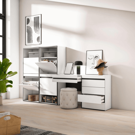 Sapateira, Organização Armazenamento, 247x35x145cm, Para quarto, dormitório, Cómoda, Toucador, Estilo moderno, Branco Sapateira, Organização Armazenamento, 247x35x145cm, Para quarto, dormitório, Cómoda, Toucador, Estilo moderno, Branco
