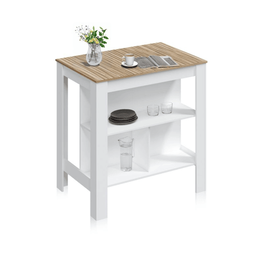 Mesa alta-Isla Nitza Blanco Artik (Blanco Mate) - Natur 103 x 105 x 67 cm
