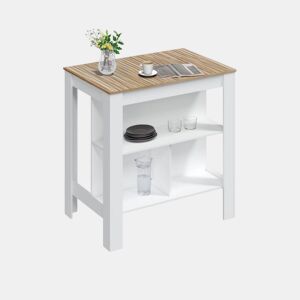 Mesa alta-Isla Nitza Blanco Artik (Blanco Mate) - Natur 103 x 105 x 67 cm