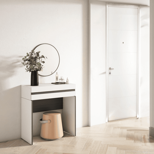 Toucador, Mesa com armazenamento, 70x35x75cm, Com gaveta, Quarto, Dormitório, Estilo moderno, Branco