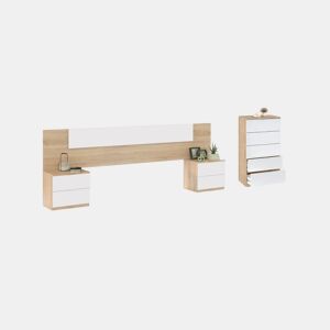 Dormitorio Akari Artik White (Branco mate) - Carvalho canadiano 247 x 95 x 38 cm