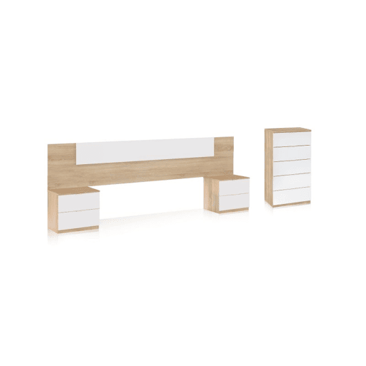 Dormitorio Akari Artik White (Branco mate) - Carvalho canadiano 247 x 95 x 38 cm